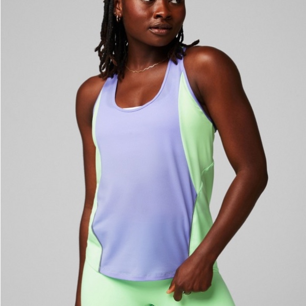 Fabletics Women's Purple and Green Racerback Tank Top